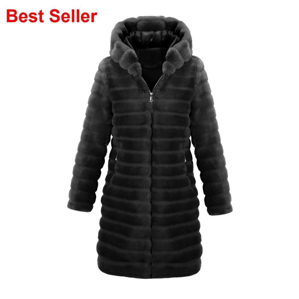 Long Faux Fur Coat Hooded Jacket Warm Oversized